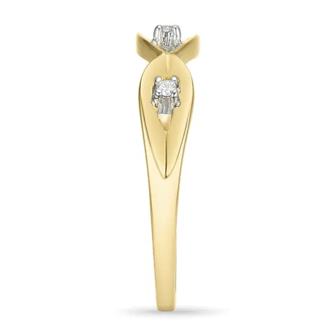 abstract diamant ring in 9 karaat goud-en witgoud 0,02 ct
