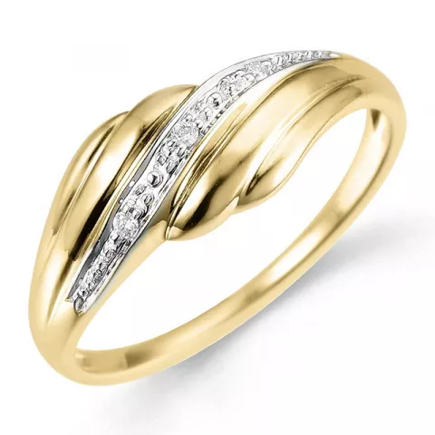 eenvoudige abstract diamant ring in 9 karaat goud-en witgoud 0,02 ct
