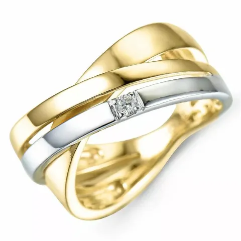 breed diamant gouden ring in 9 karaat goud-en witgoud 0,03 ct