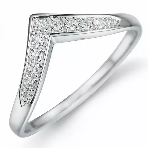 V diamant ring in 9 karaat witgoud 0,11 ct