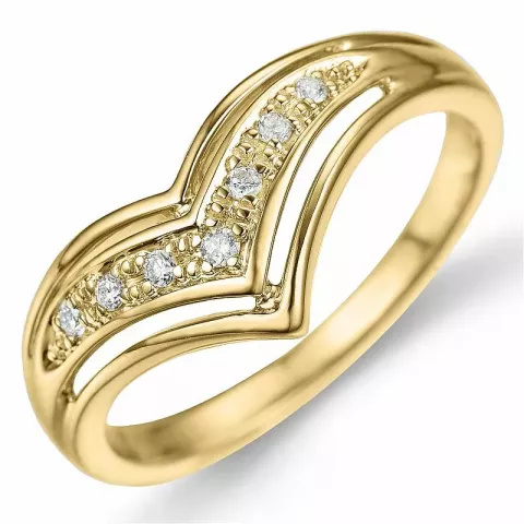 V diamant ring in 9 karaat goud 0,06 ct