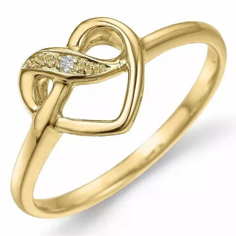hart diamant ring in 9 karaat goud 0,008 ct