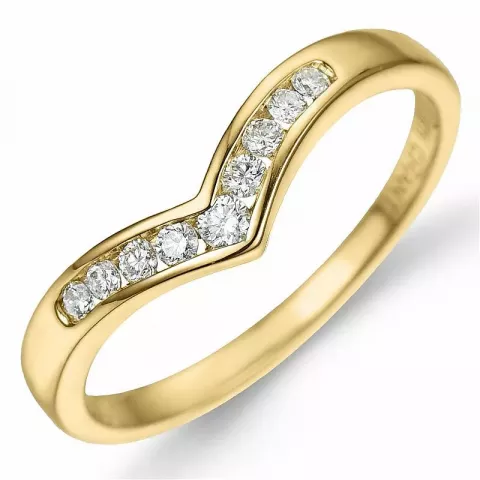 V diamant ring in 9 karaat goud 0,15 ct