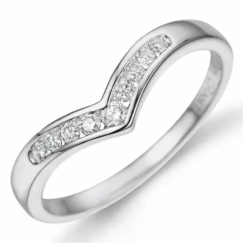V diamant ring in 9 karaat witgoud 0,15 ct