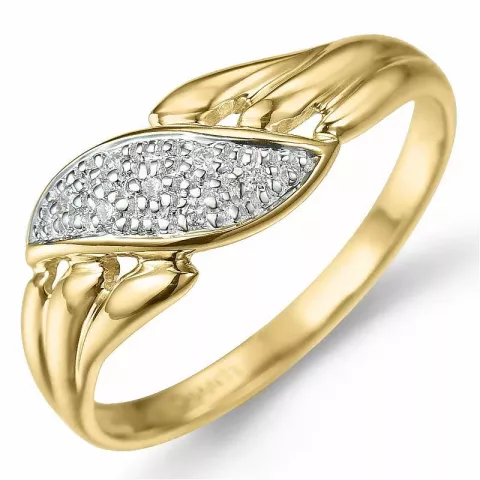 Abstract diamant ring in 9 karaat goud-en witgoud 0,04 ct