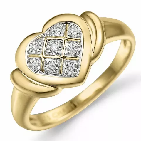 hart diamant ring in 9 karaat goud-en witgoud 0,04 ct