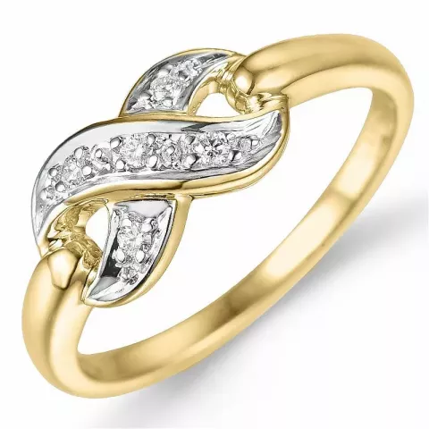diamant ring in 9 karaat goud-en witgoud 0,05 ct