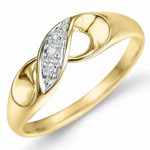 diamant ring in 9 karaat goud-en witgoud 0,03 ct