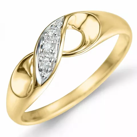 testsieraad diamant ring in 9 karaat goud-en witgoud 0,03 ct