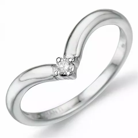 V diamant ring in 9 karaat witgoud 0,04 ct