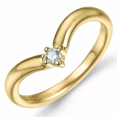 V diamant ring in 9 karaat goud 0,05 ct