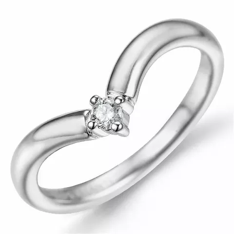 V diamant ring in 9 karaat witgoud 0,05 ct