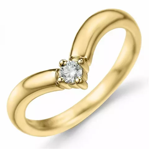 V diamant ring in 9 karaat goud 0,08 ct