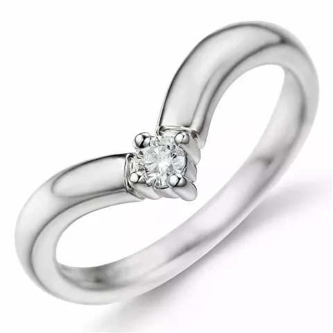 V diamant ring in 9 karaat witgoud 0,08 ct