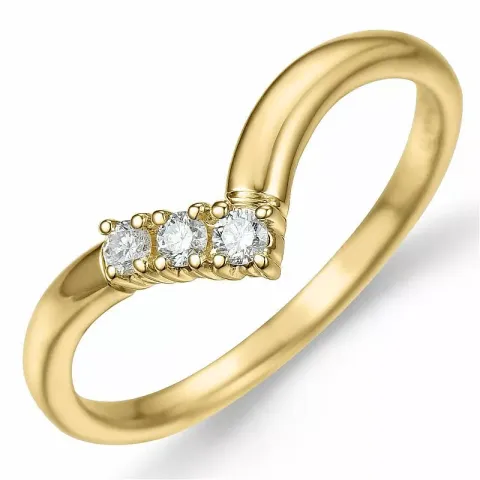 V diamant ring in 9 karaat goud 0,12 ct