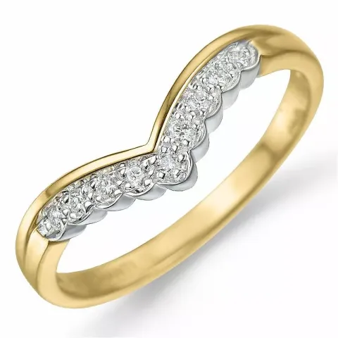 V diamant ring in 9 karaat goud-en witgoud 0,09 ct