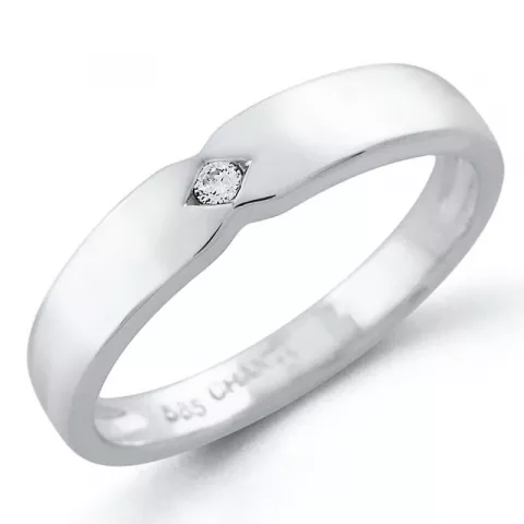Diamant ring in 9 karaat witgoud 0,03 ct
