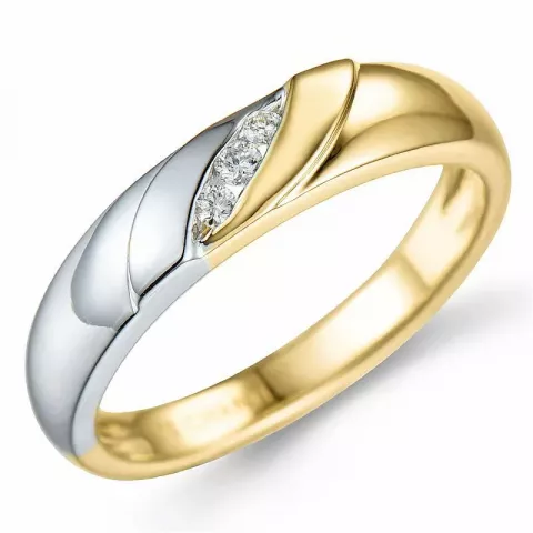 Diamant ring in 9 karaat goud-en witgoud 0,05 ct