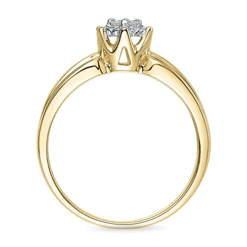 bloem diamant ring in 9 karaat goud-en witgoud 0,08 ct