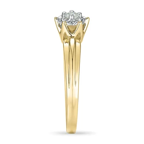 bloem diamant ring in 9 karaat goud-en witgoud 0,08 ct