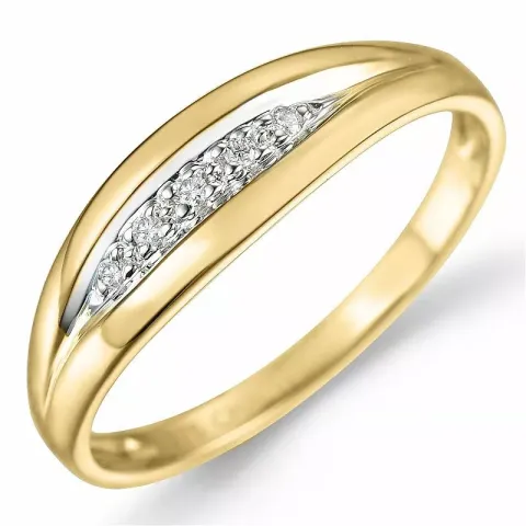 diamant ring in 9 karaat goud-en witgoud 0,03 ct