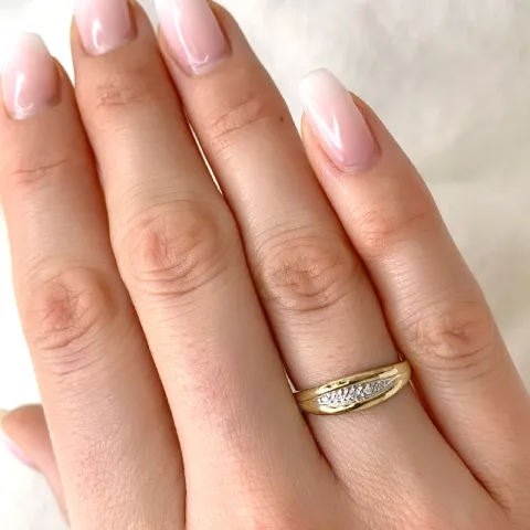 diamant ring in 9 karaat goud-en witgoud 0,03 ct