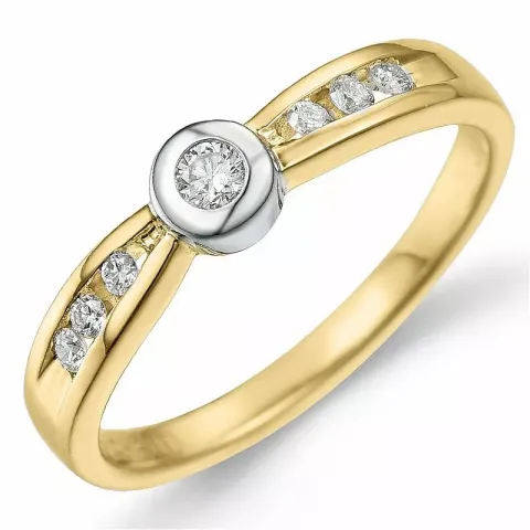 Diamant ring in 9 karaat goud-en witgoud 0,12 ct