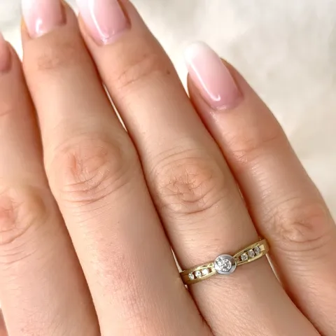 Diamant ring in 9 karaat goud-en witgoud 0,12 ct