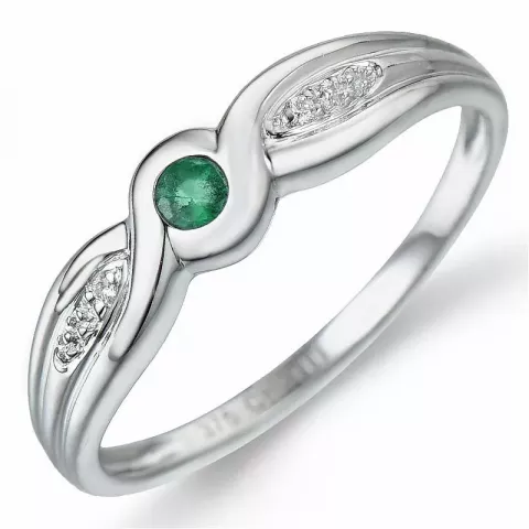 smaragd ring in 9 karaat witgoud 0,01 ct 0,09 ct