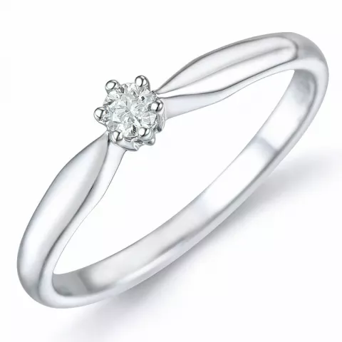 Diamant solitaire ring in 9 karaat witgoud 0,08 ct