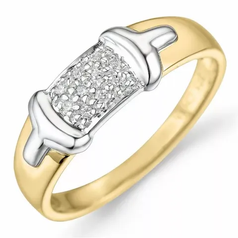 Diamant ring in 9 karaat goud-en witgoud 0,05 ct