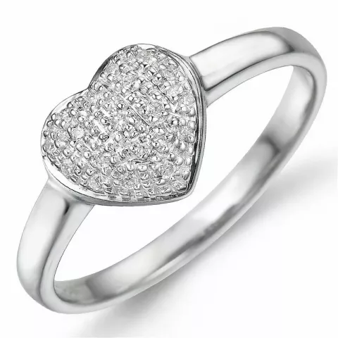 hart diamant witgouden ring in 9 karaat witgoud 0,09 ct