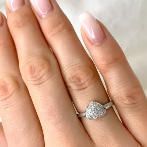 hart diamant witgouden ring in 9 karaat witgoud 0,09 ct