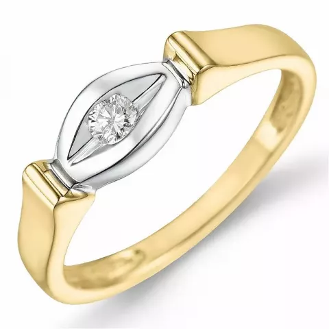 Diamant ring in 9 karaat goud-en witgoud 0,05 ct