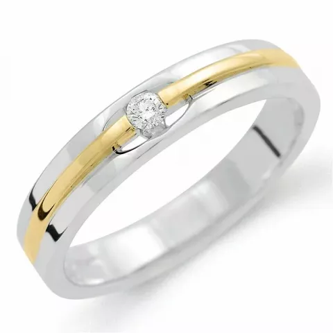 Diamant ring in 9 karaat goud-en witgoud 0,08 ct