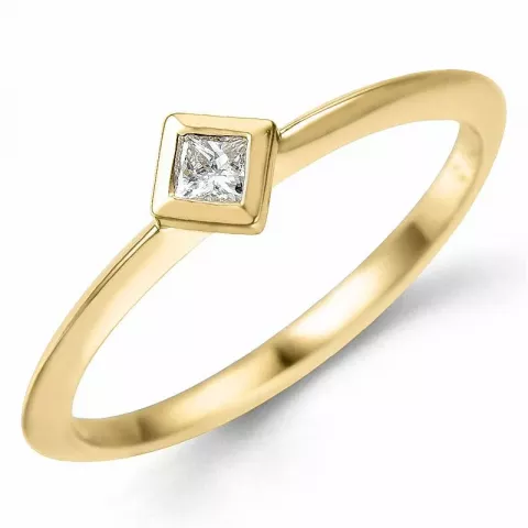 Vierkant diamant ring in 9 karaat goud 0,12 ct