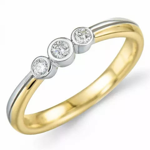 rond diamant ring in 9 karaat goud-en witgoud 0,12 ct