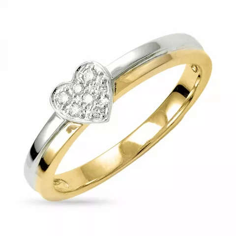 hart diamant ring in 9 karaat goud-en witgoud 0,05 ct