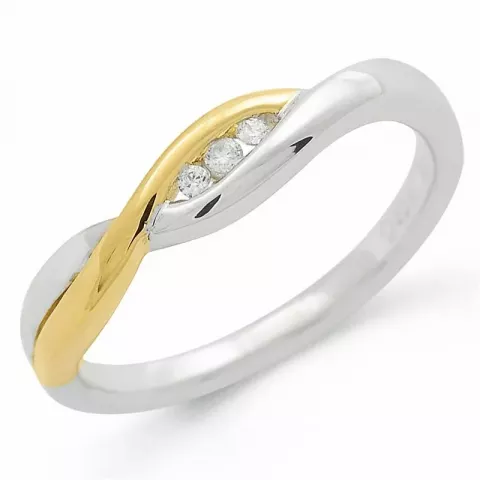diamant ring in 9 karaat goud-en witgoud 0,04 ct