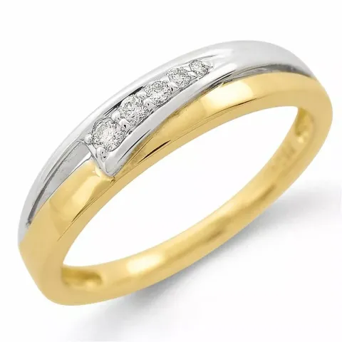 Diamant ring in 9 karaat goud-en witgoud 0,09 ct