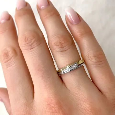 Diamant ring in 9 karaat goud-en witgoud 0,09 ct