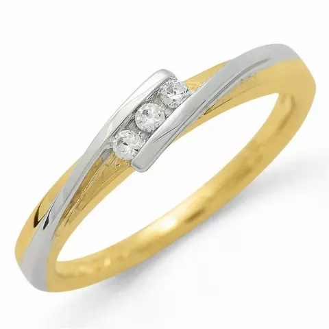 diamant ring in 9 karaat goud-en witgoud 0,07 ct
