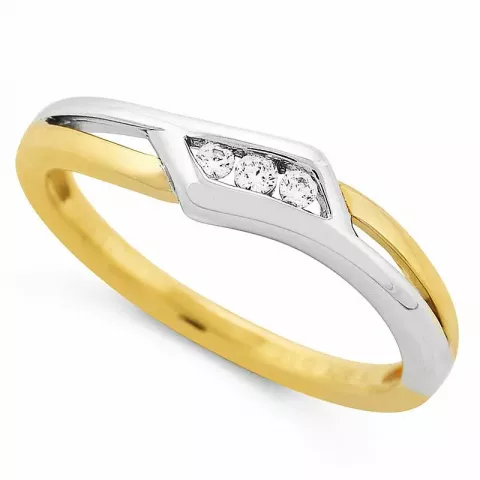 abstract diamant ring in 9 karaat goud-en witgoud 0,06 ct
