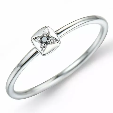 Zwart diamant ring in 9 karaat witgoud 0,01 ct