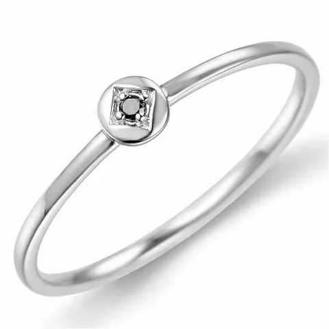 Zwart diamant ring in 9 karaat witgoud 0,01 ct