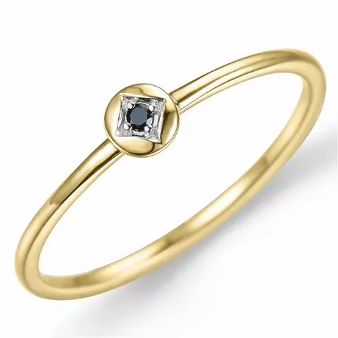 rond zwart diamant ring in 9 karaat goud 0,01 ct