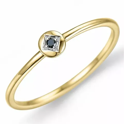 rond zwart diamant ring in 9 karaat goud 0,01 ct