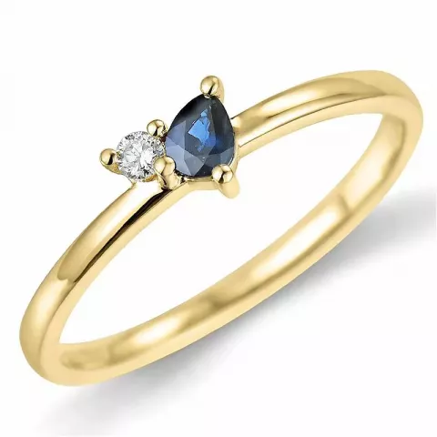saffier diamant ring in 9 karaat goud 0,22 ct 0,04 ct