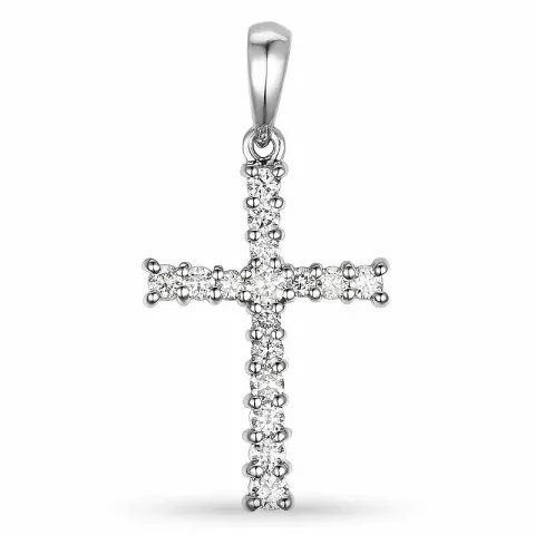 kruis diamant hanger in 9 caraat witgoud 0,28 ct