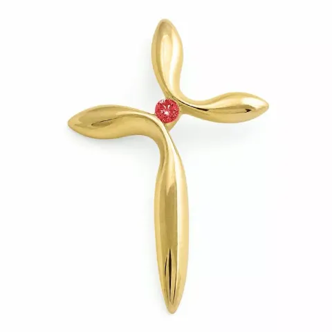 kruis robijn hanger in 9 caraat goud 0,03 ct